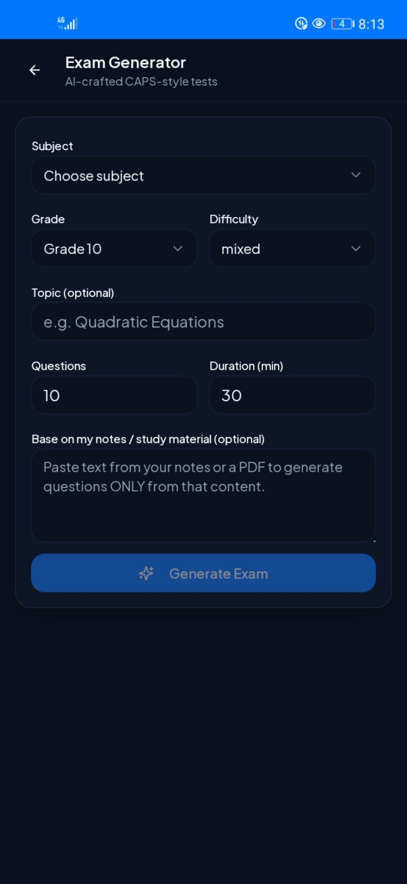 Exam generator