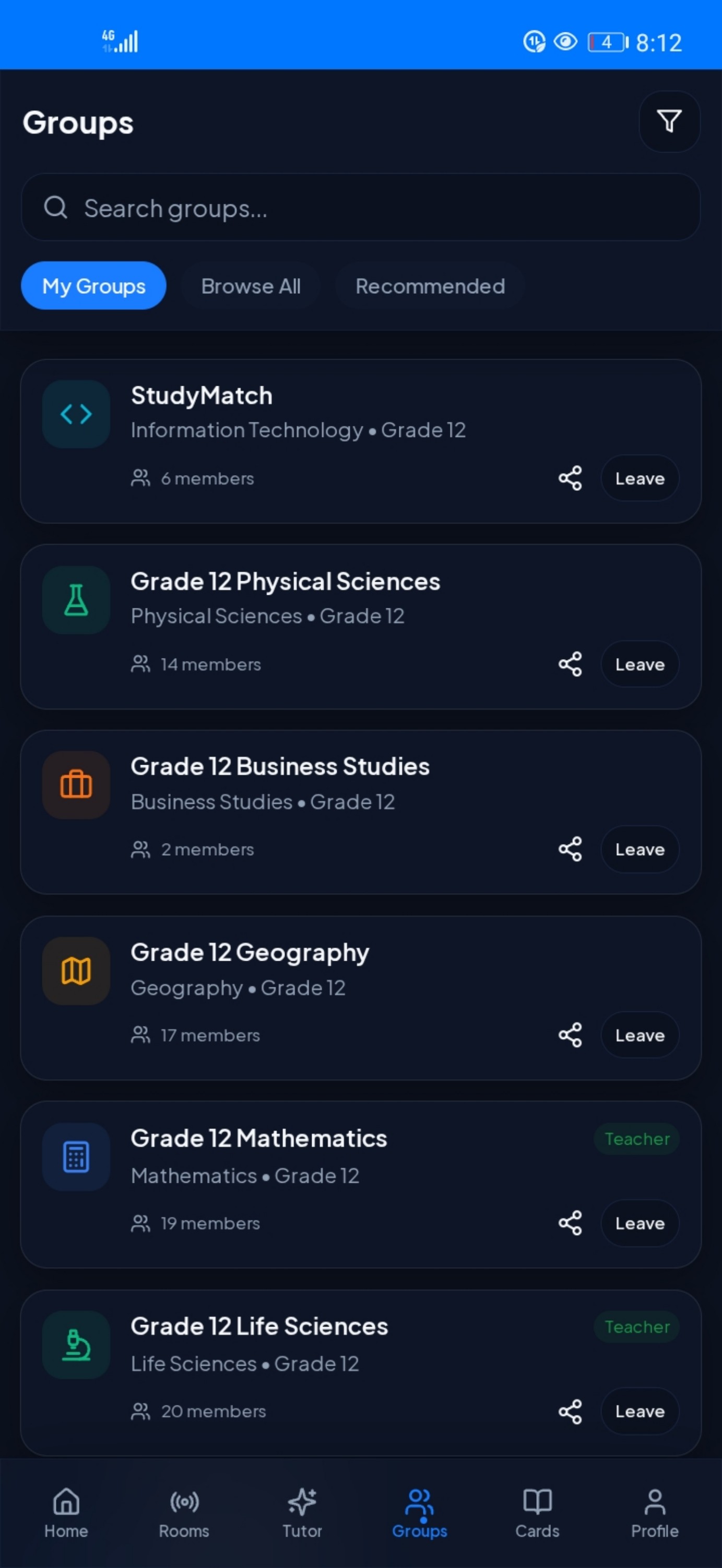 Subject groups